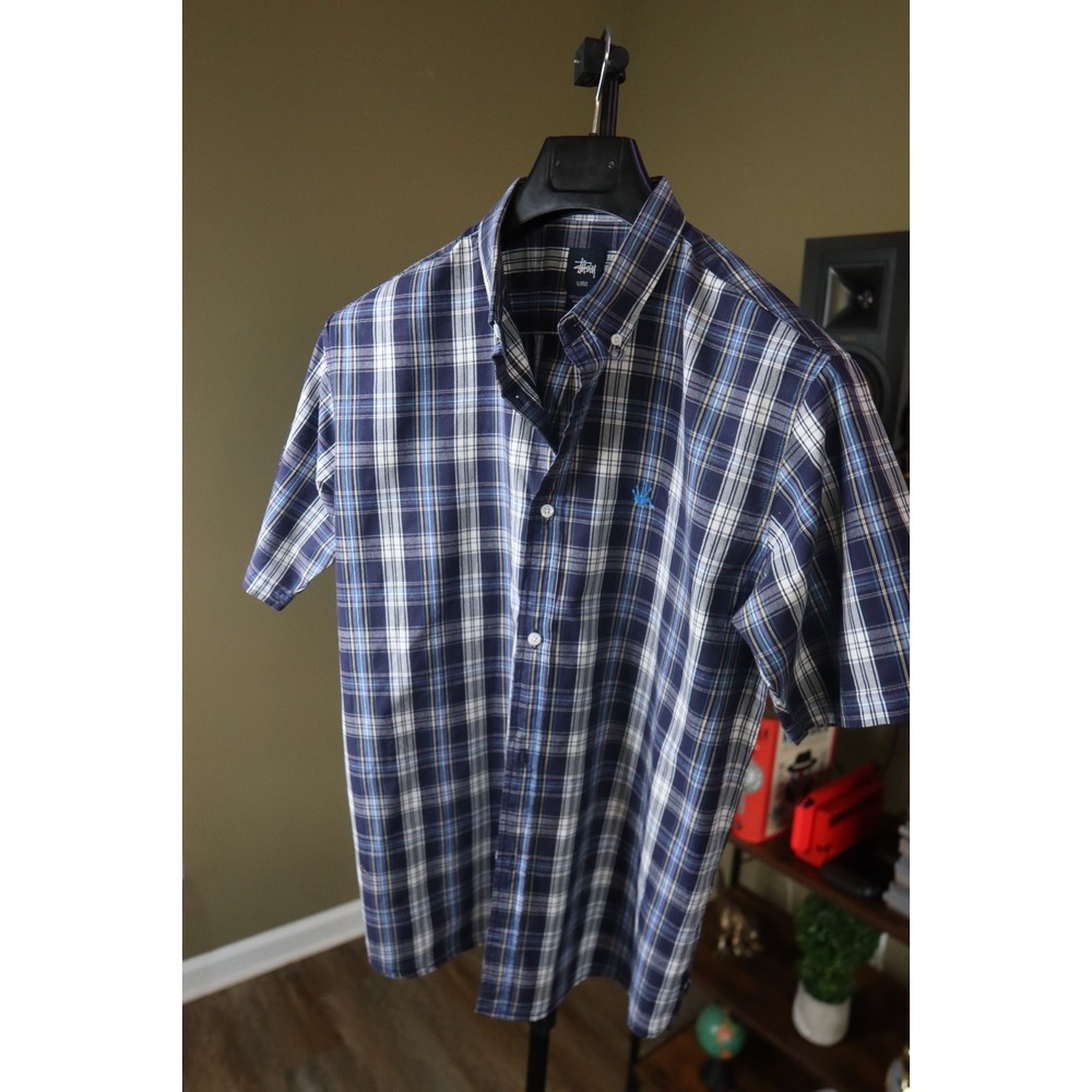 Vintage Stussy Shirt Mens XLarge Plaid With Stussy Crown 90s/00s - Picture 5 of 11